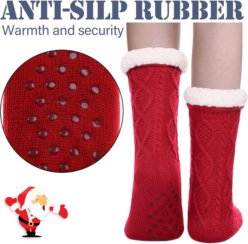 LINEMIN Womens Slipper Socks Winter Warm Fleece Lined Socks Cozy Soft Thick Fuzzy Non Slip Indoor Christmas Socks - Image 3